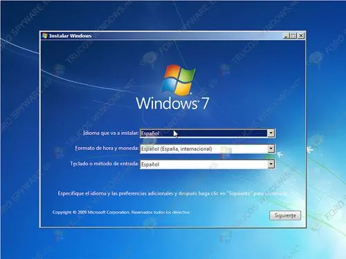 Instalación de Windows 7 - idioma-formato-hora-moneda