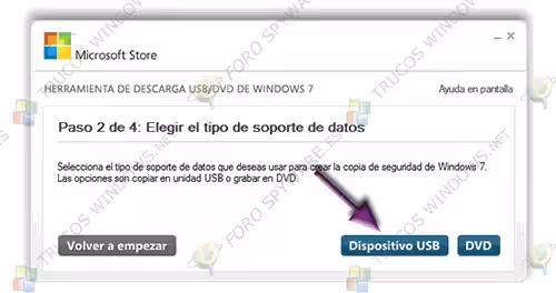Microsoft Store Herramienta descarga USB paso 2