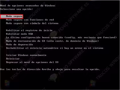 Iniciar el sistema en modo seguro