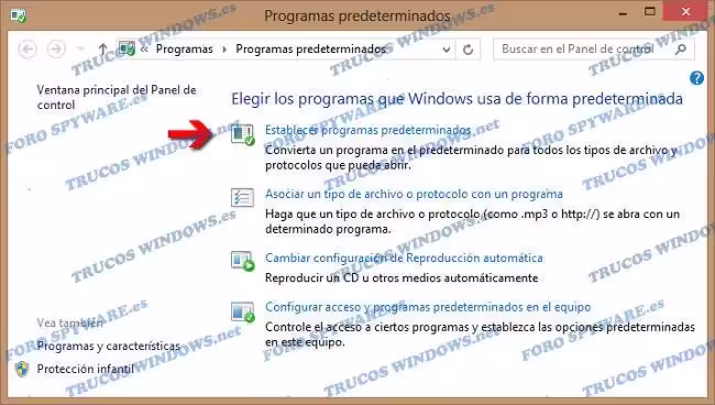 Establecer programas predeterminados