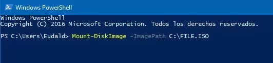Montaje desde consola de comandos PowerShell