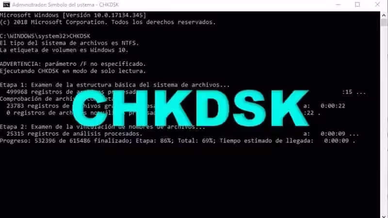 CHKDSK Escanear y reparar disco duro