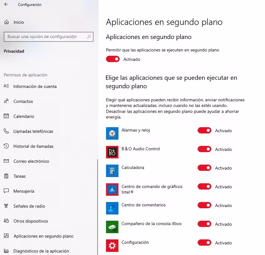 Desactivar aplicaciones en segundo plano