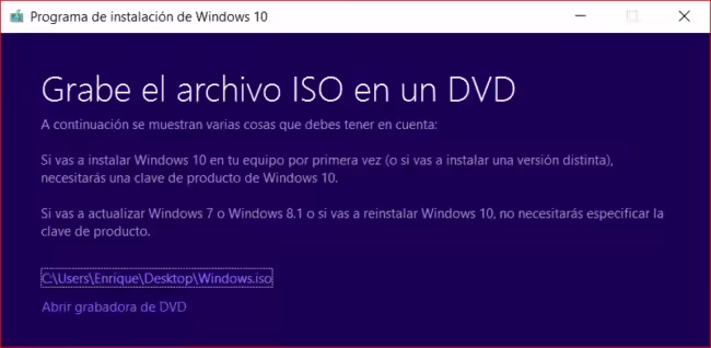 Reinstalar Windows 10 - Grabe archivo ISO