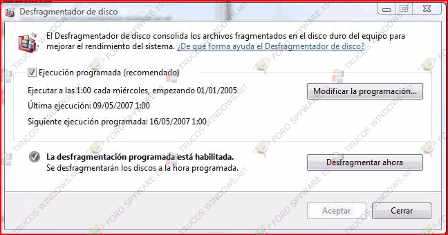 Desfragmentador del disco duro