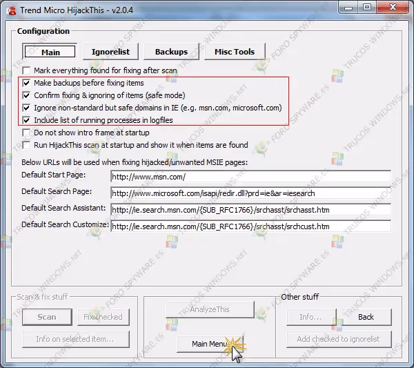 Manual completo de análisis e interpretación de logs de hijackthis y uso del programa