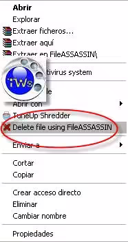 FileASSASSIN menu contestual