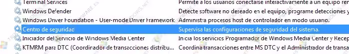 Figura 7 Servicio de centro de seguridad