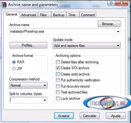 Seleccionar archivo autoextraíble