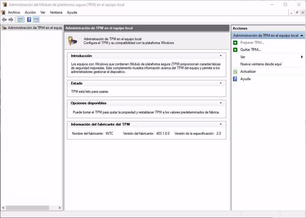 Administración TPM 2.0