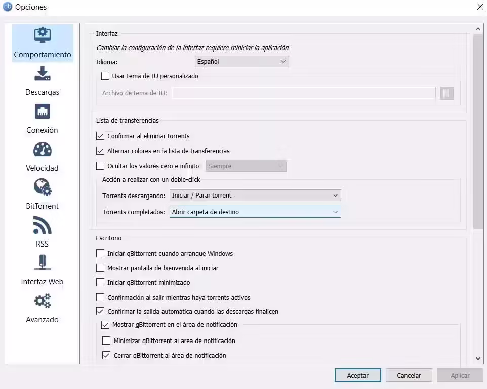 qBittorrent - Comportamiento