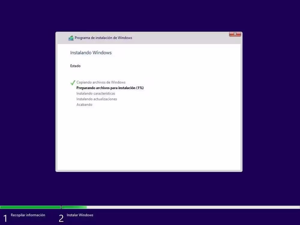Instalar Windows 11 - Paso 11 - Copiar los archivos de Windows