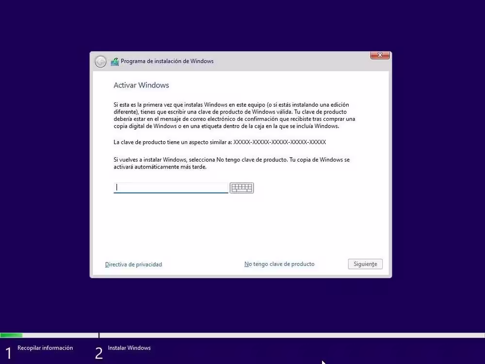 Instalar Windows 11 - Paso 5 - Activar Windows añadir serial