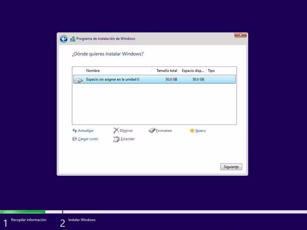 Instalar Windows 11 - Paso 8 - Elección disco instalación