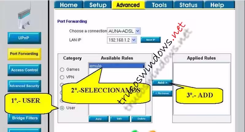 Regla nueva en router D-Link