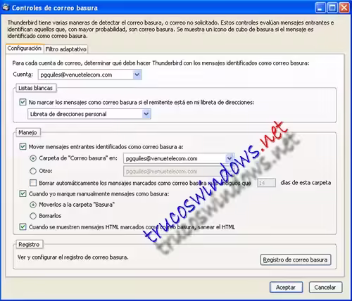 Captura de pantalla de Thunderbird