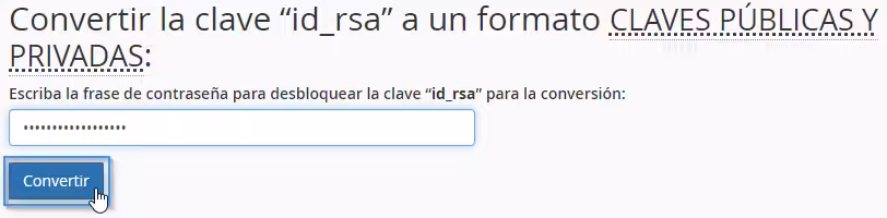 captura imagen Convertir la llave al formato PPK de PuTTy