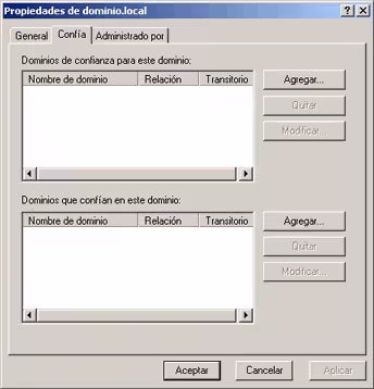 Propiedades de dominios y confianza de Active Directory
