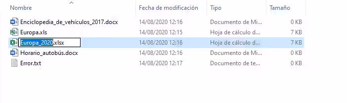 Captura imagen de Archivos Excel en vista de lista