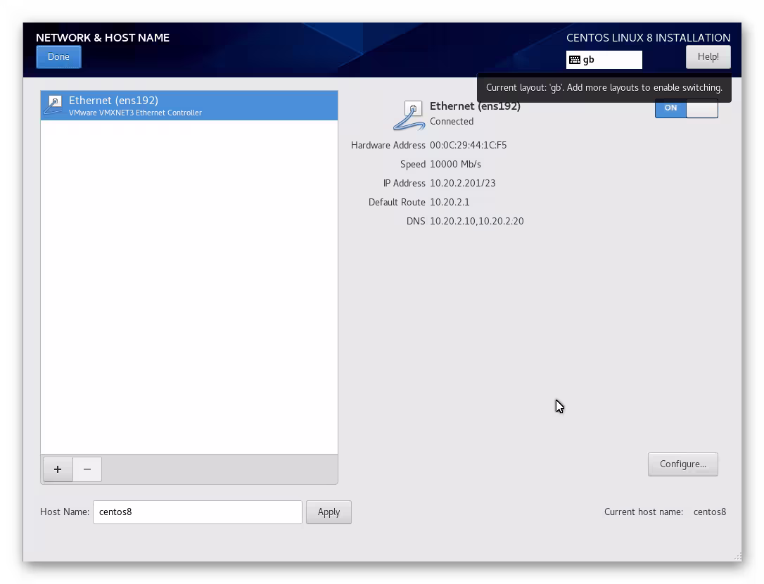 Manual de Instalación de CentOS: Configurar la red