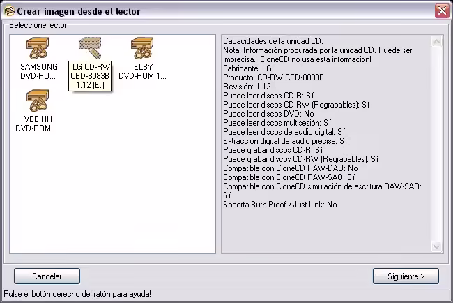 Crear imagen CloneCD