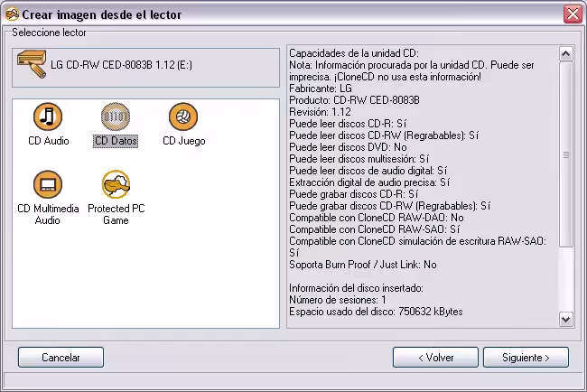 Crear imagen CloneCD