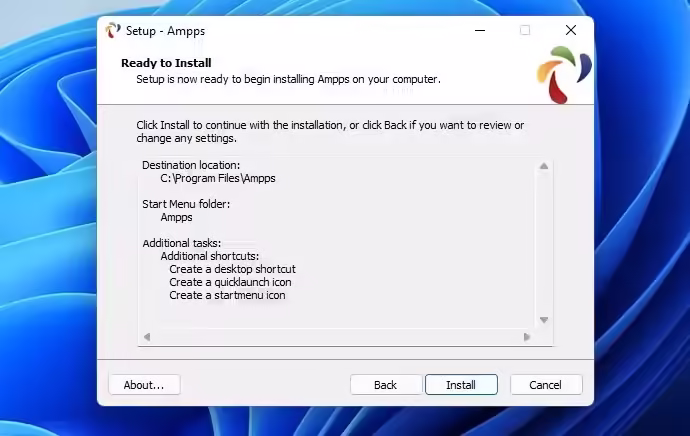 AMPPS proceso instalación en Windows 11
