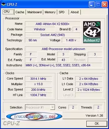 AMD Athlon 64 X2 6000+  CPU-Z