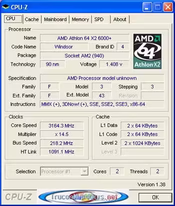AMD Athlon 64 X2 6000+  CPU-Z
