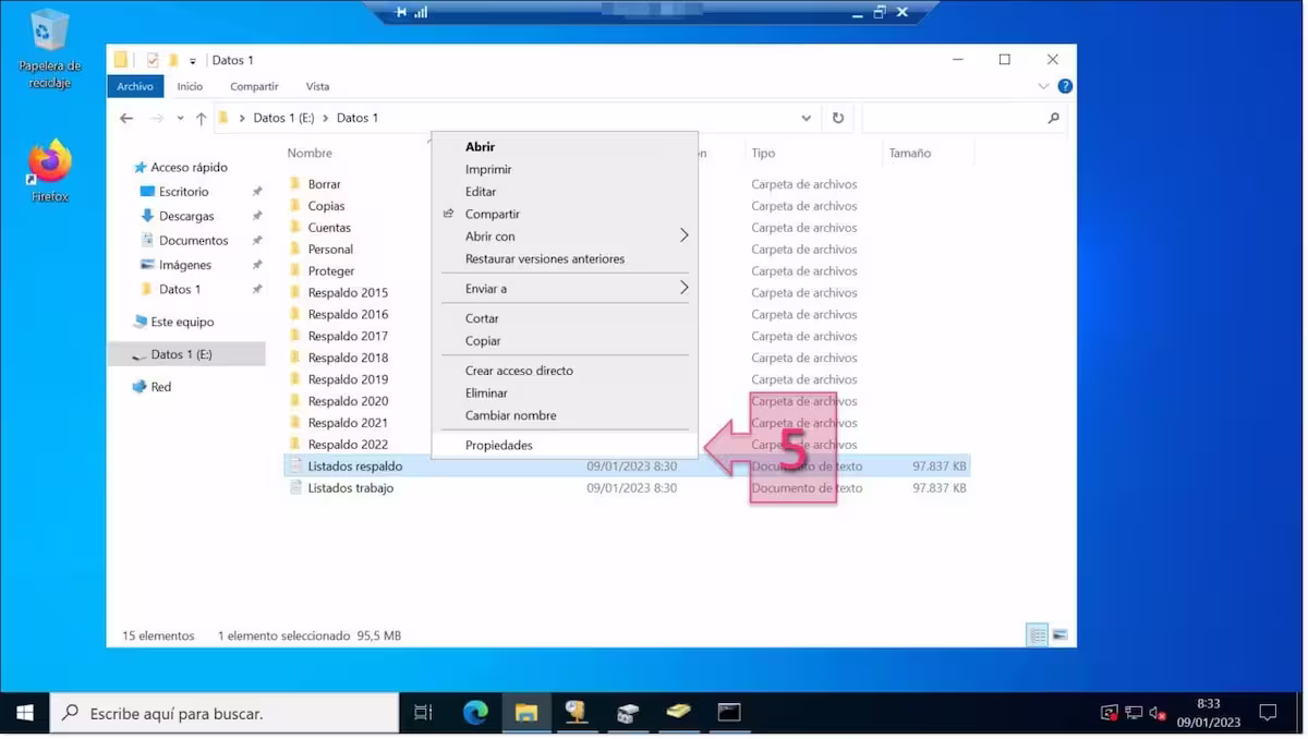 Configuración de permisos NTFS: Accedemos al cuadro propiedades del archivo que queremos modificar