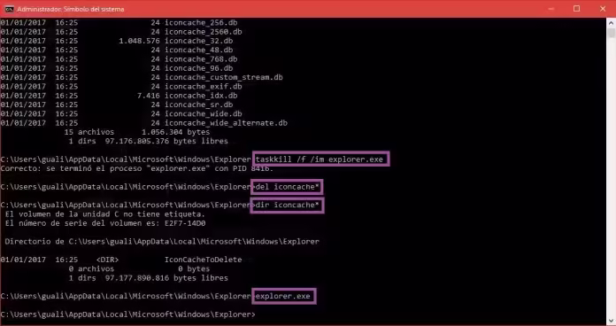 reconstruir la base de datos de la caché de iconos reconstruir la base de datos de la caché de iconos