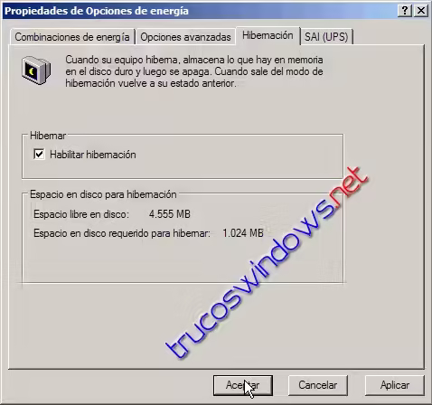 Activar hibernación