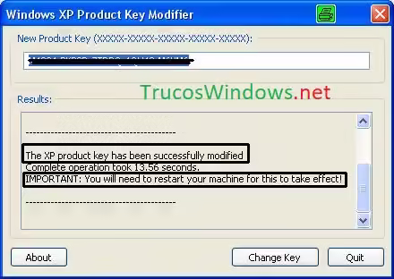 Cambiar el serial de Windows XP 