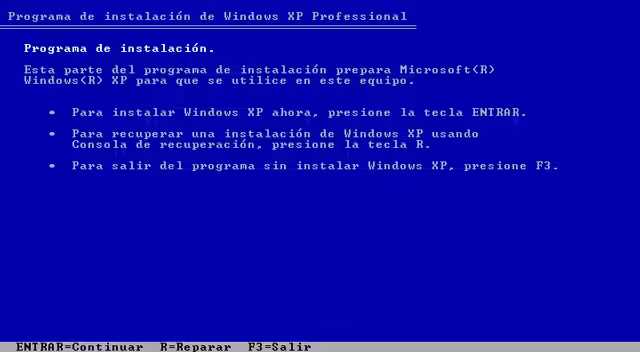 Instalación de Windows XP