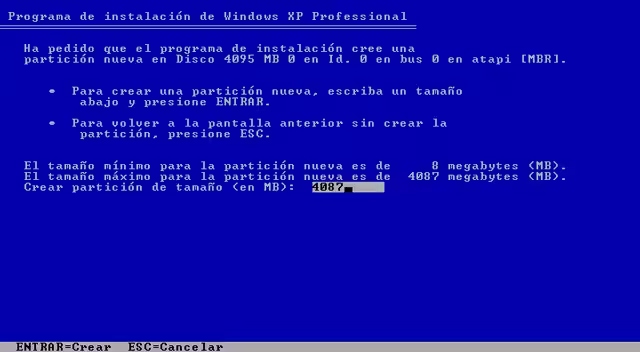 Instalación de Windows XP
