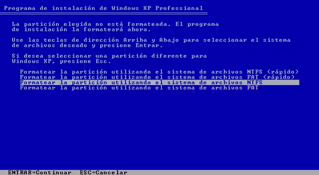 Instalación de Windows XP