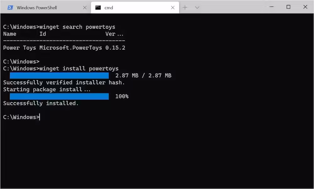 comando winget install
