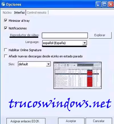 Configurar lphant: Interfaz