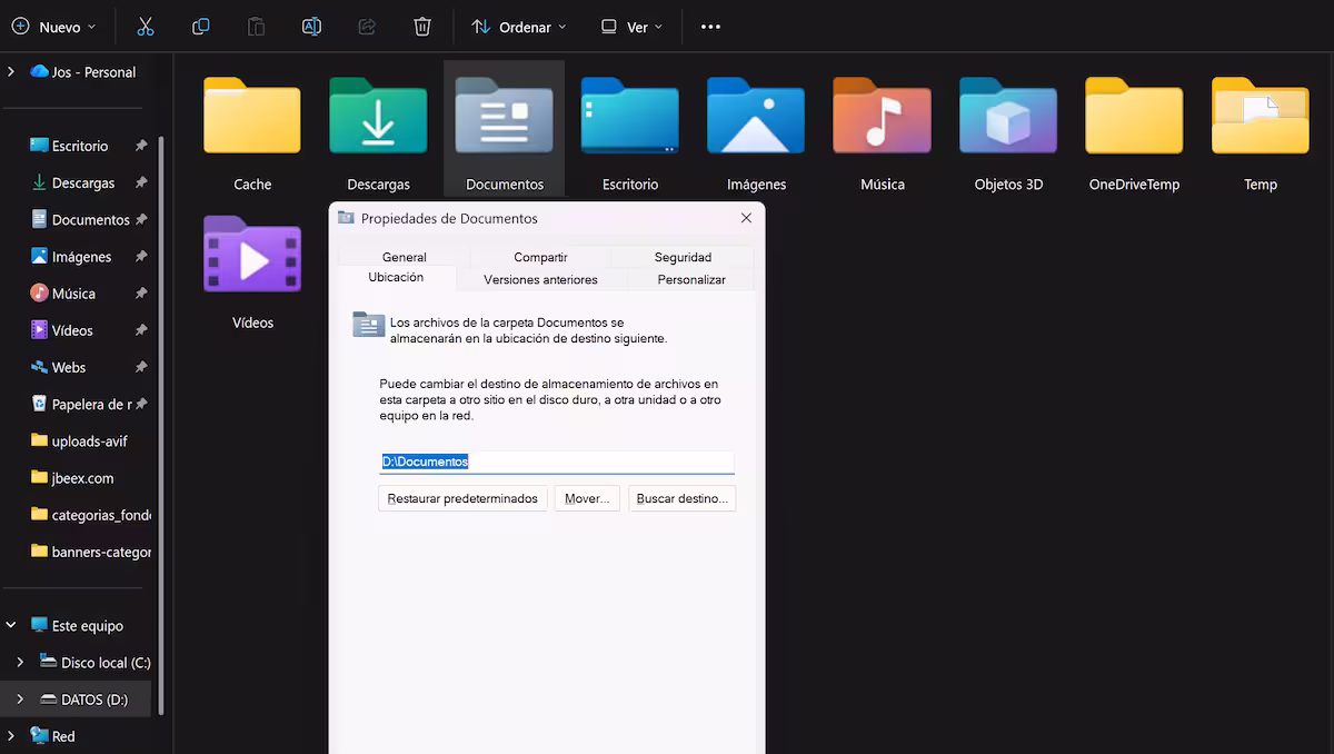 Cómo mover la carpeta Documentos a otra partición