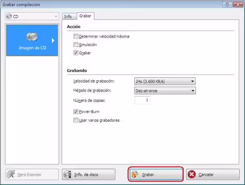 Grabar una imagen ISO con Nero Nero Burning Rom Grabar