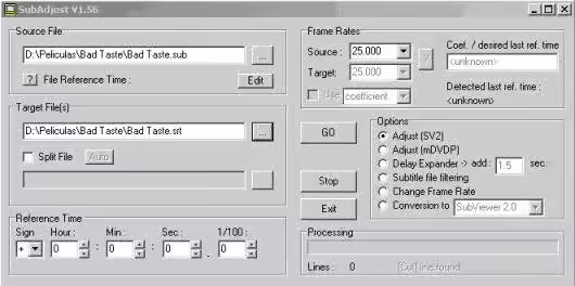Convirtiendo subtitulo de SUB a SRT