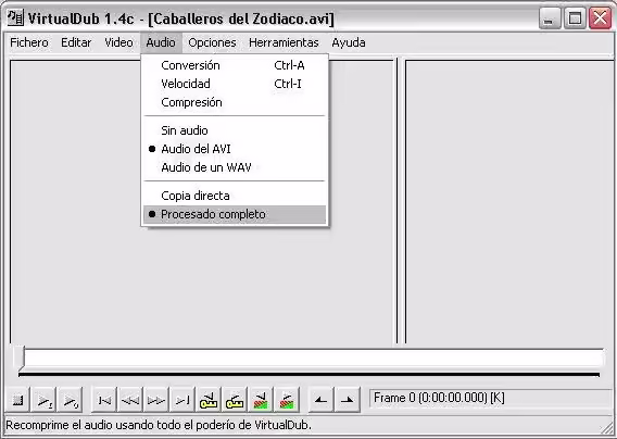 Extraer audio AVI con VirtualDub Audio AVI con VirtualDub