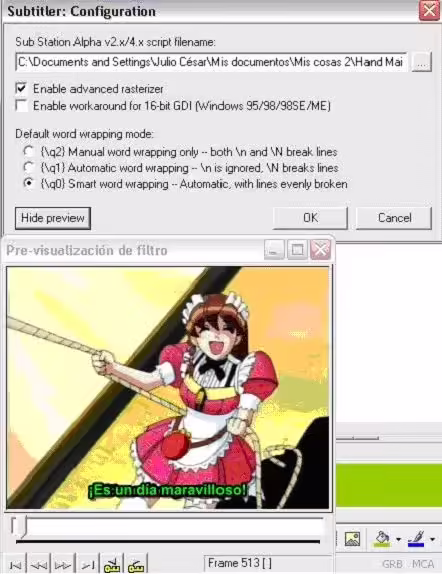 Convertir un SRT en SSA