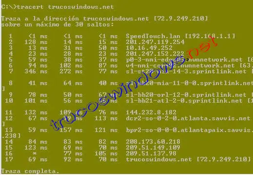 Comprobando Conexion/Utilidades DOS Utilidad tracert