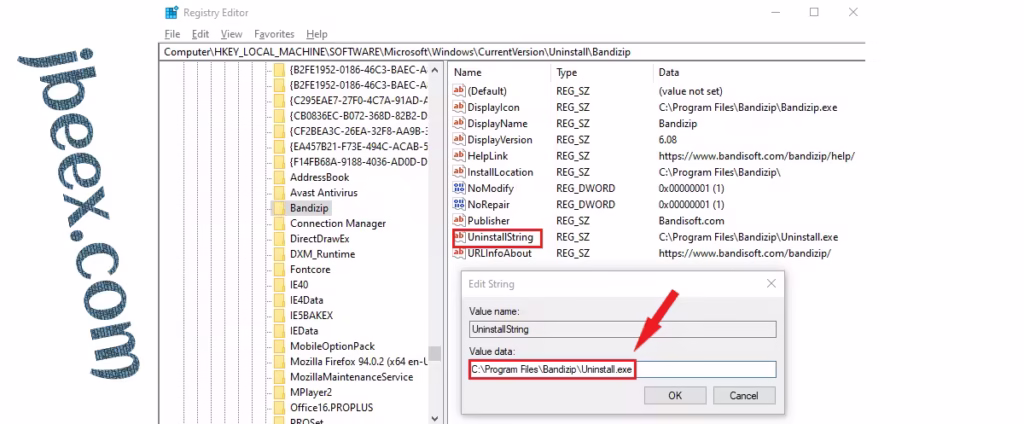 Imagen de cómo eliminar referencias a un programa mal desinstalado desde el registro