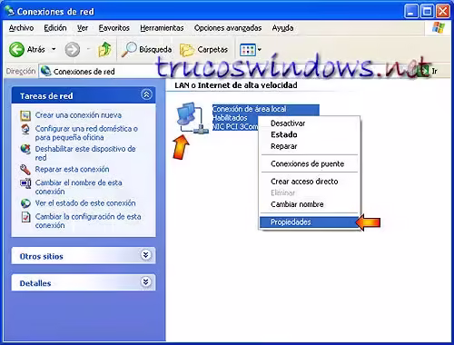 Conexión de área local-Propiedades