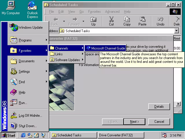 Imagen del Inicio de Windows 98