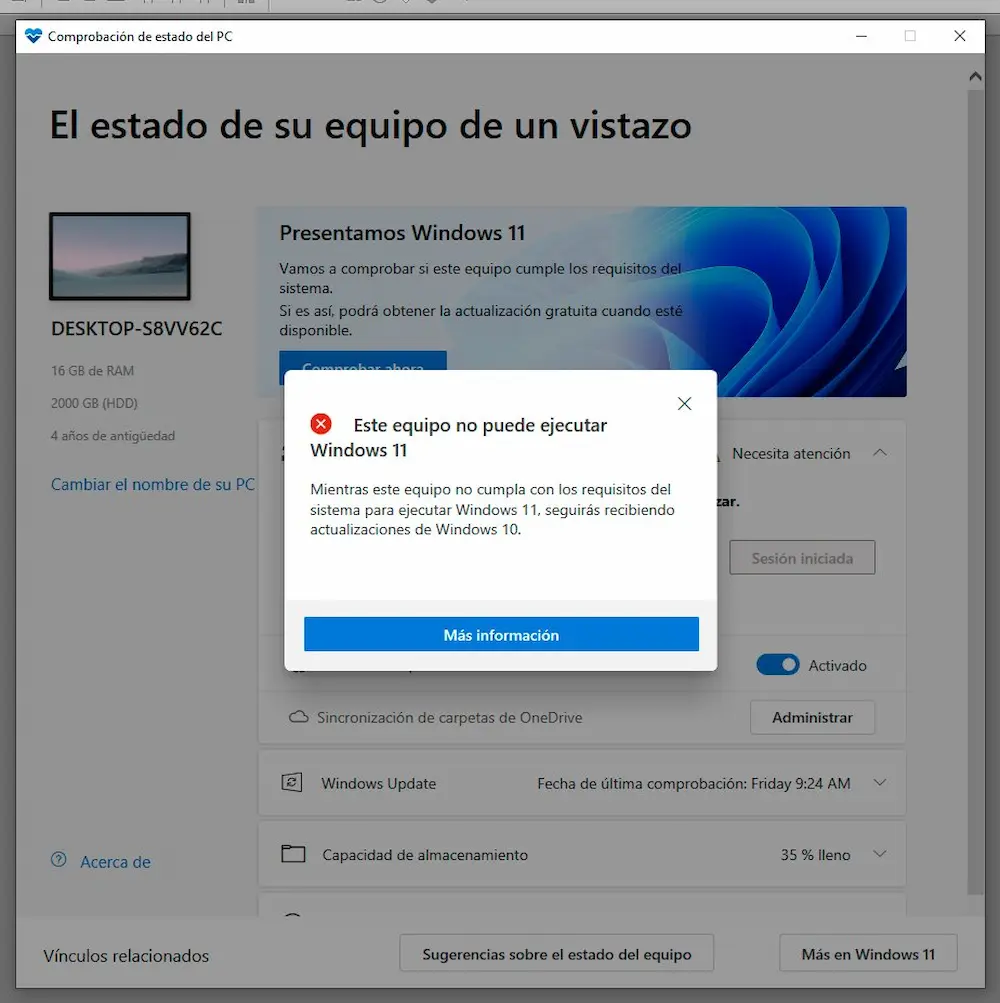 Este PC no puede ejecutar Windows 11