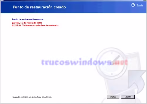 Crear un punto de restauracion en Windows XP