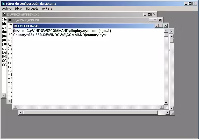 utilidades Editor configuración del sistema 
